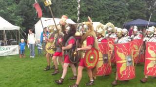 Roman Reenactment at the Amphitheatre in Caerleon Marching In [upl. by Seuqram]