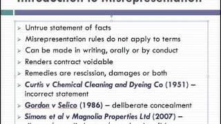 Misrepresentation Lecture 1 of 4 [upl. by Ramhaj]